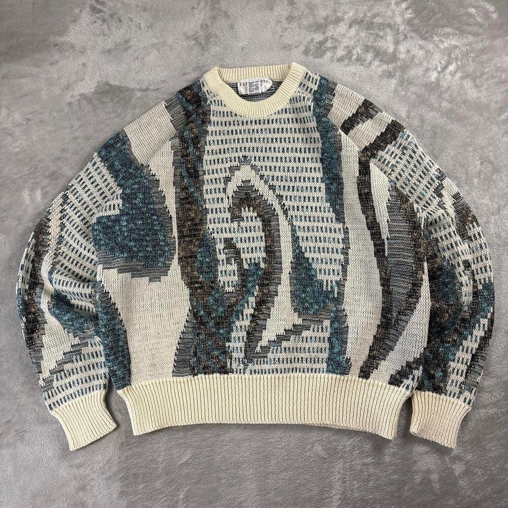 Vintage Expressions Abstract Sweater Men’s XL Grandpacore Made in Korea Knit